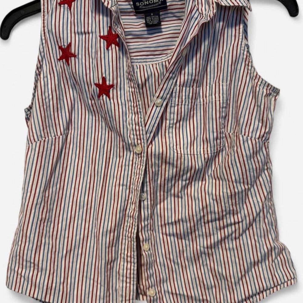 Sonoma cotton striped sleeveless button up small